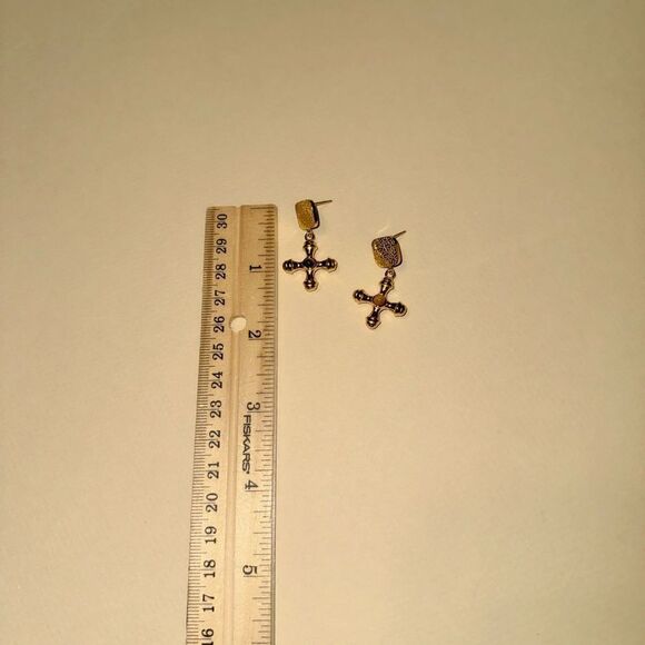 Vintage cross earrings N855 - Picture 6 of 6